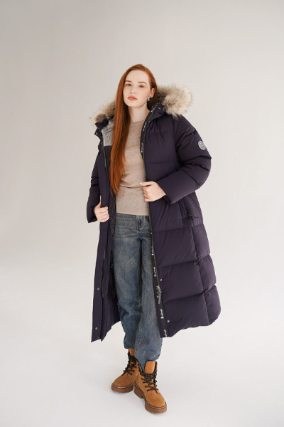 Пальто пуховое Рукка SkyStretch Goose (Женский; 46; Темно-Синий без*Меха)